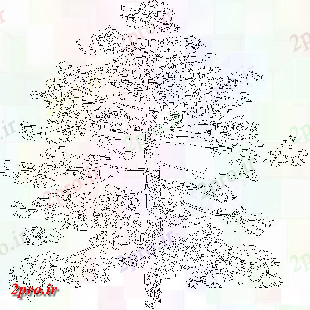 دانلود نقشه درختان و گیاهان جزئیات  طراحی های درخت کوچک برگ دور (کد108435)