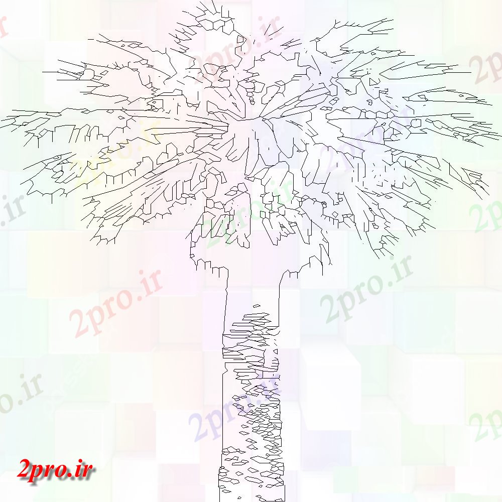 دانلود نقشه درختان و گیاهان  نقشه جزئیات از درخت بلند و ریشه (کد108441)