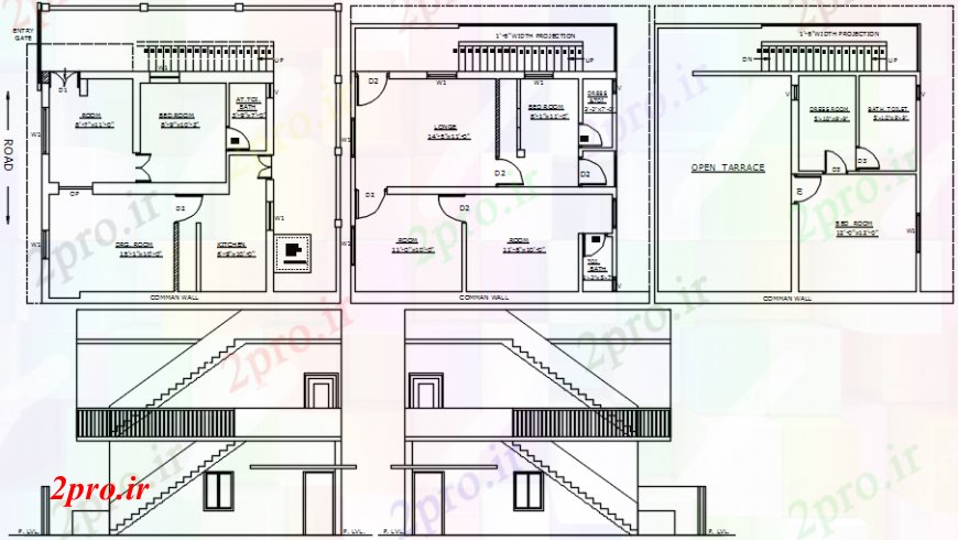 دانلود نقشه مسکونی  ، ویلایی ، آپارتمان  طراحی  دو بعدی  طرحی دو طبقه  اتوکد (کد108487)