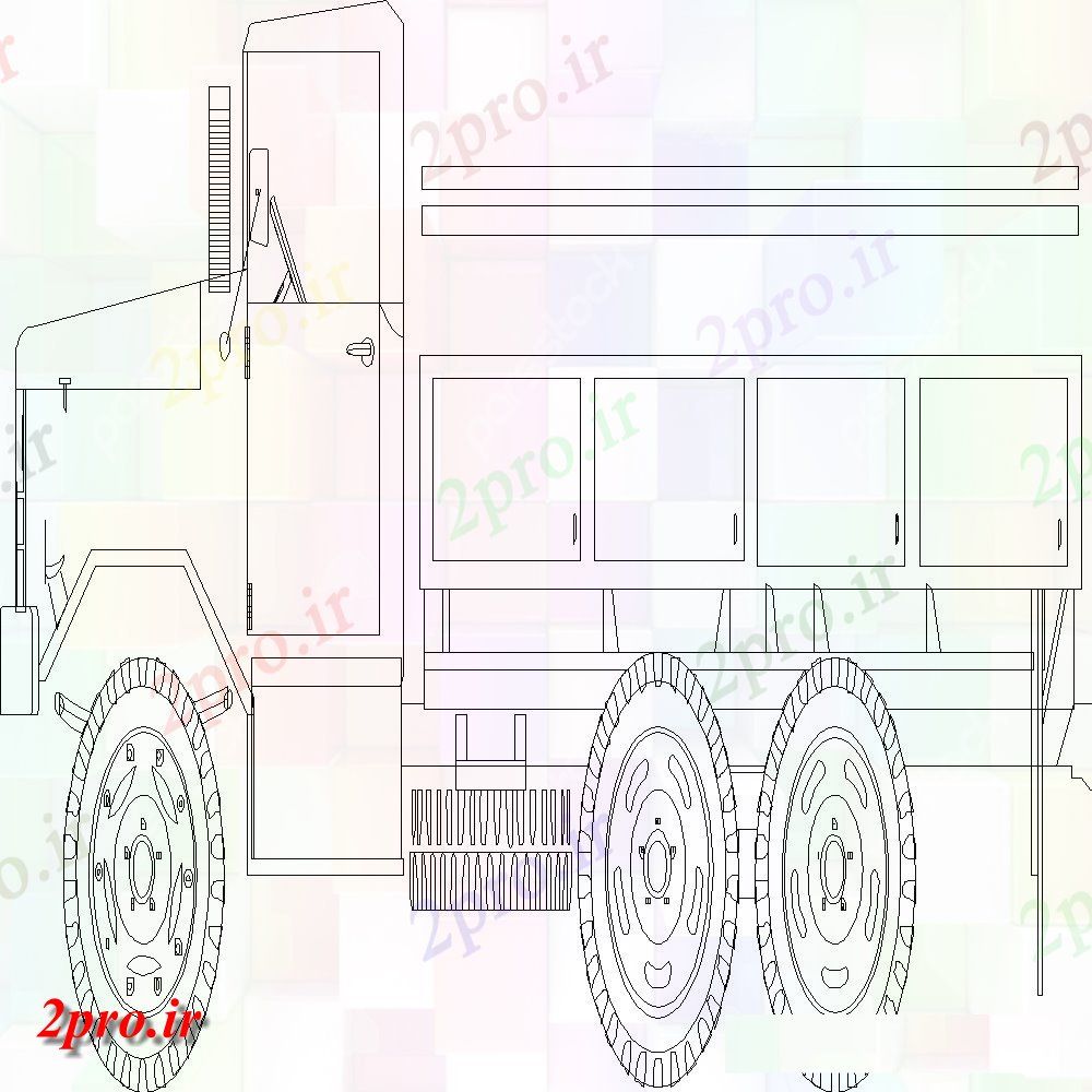 دانلود نقشه بلوک وسایل نقلیه جزئیات  طراحی های کامیون دیگر نمای جانبی (کد108492)