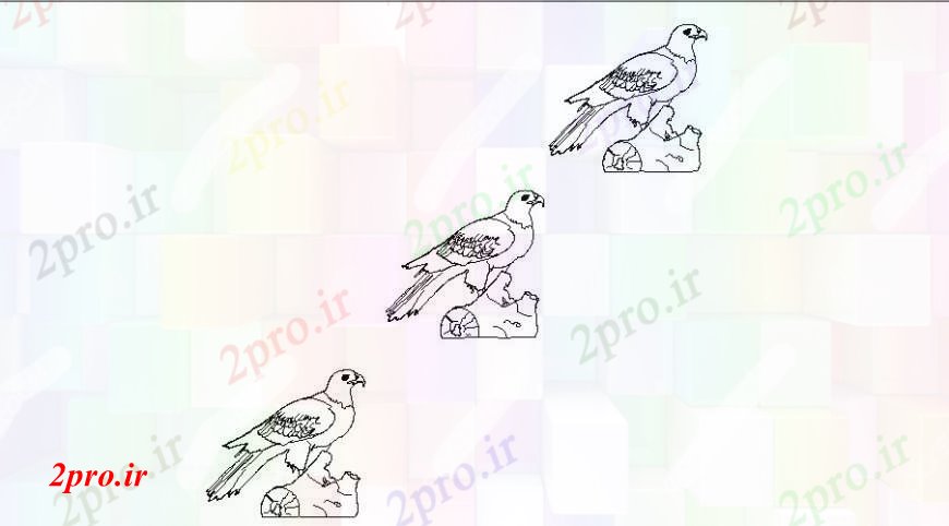 دانلود نقشه بلوک حیوانات نما زیبا کبوتر بلوک دو بعدی  جزئیات طراحی   (کد108512)