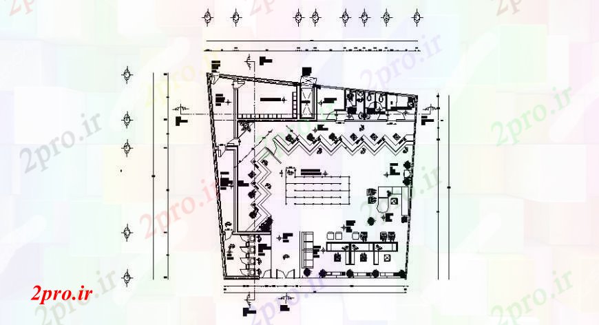 دانلود نقشه ساختمان اداری - تجاری - صنعتی جزئیات زمین طراحی طبقه دفتر خدمات شهرستان ساخت 16 در 19 متر (کد108522)