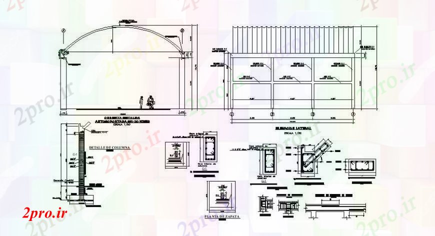 دانلود نقشه طراحی جزئیات ساختار بخش سقف و ساخت و ساز جزئیات با ستون برای مدرسه (کد108554)