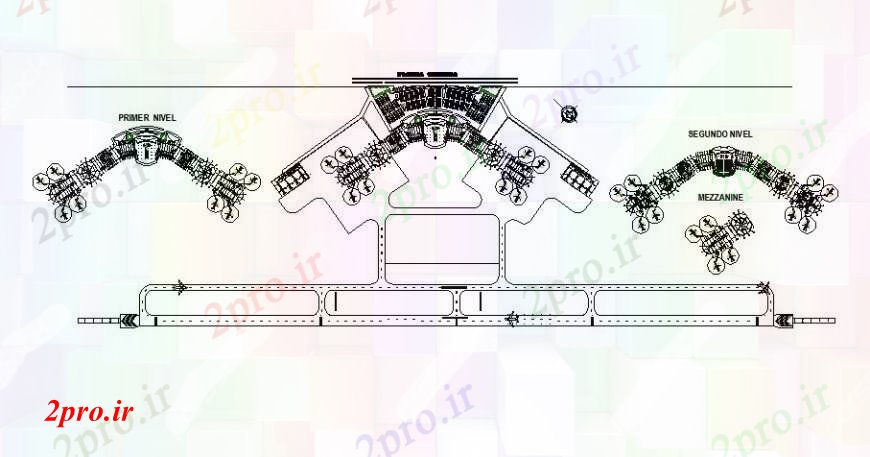 دانلود نقشه فرودگاه اولین و طرحی طبقه و ساختار محوطه سازی دوم جزئیات فرودگاه ساخت (کد108563)