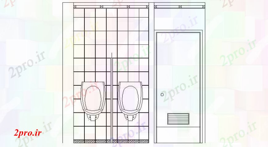 دانلود نقشه حمام مستر مردانه قسمت جلو توالت  (کد108635)