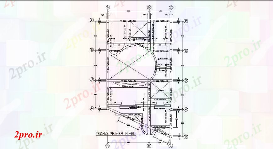 دانلود نقشه طراحی جزئیات ساختار نخست پوشش کف طرحی خودکار 10 در 14 متر (کد108650)