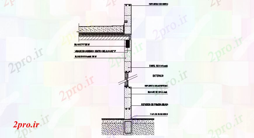 دانلود نقشه طراحی جزئیات ساختار جبهه  پایه و اساس مقطعی (کد108674)