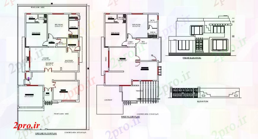 دانلود نقشه مسکونی  ، ویلایی ، آپارتمان  مقابل خانه مسکونی و نما دروازه و طرحی طبقه  توزیع طراحی جزئیات (کد108704)