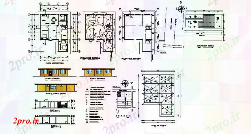 دانلود نقشه مسکونی  ، ویلایی ، آپارتمان  یک دان نما خانه، بخش، برنامه ریزی و  ساختار طراحی جزئیات (کد108741)