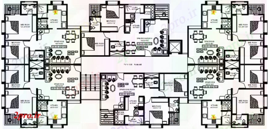 دانلود نقشه مسکونی  ، ویلایی ، آپارتمان  طراحی  دو بعدی  کف معمولی طرحی  2 اتوکد (کد108751)