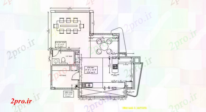 دانلود نقشه آشپزخانه آشپزخانه برای یک خانواده طراحی های  (کد108762)