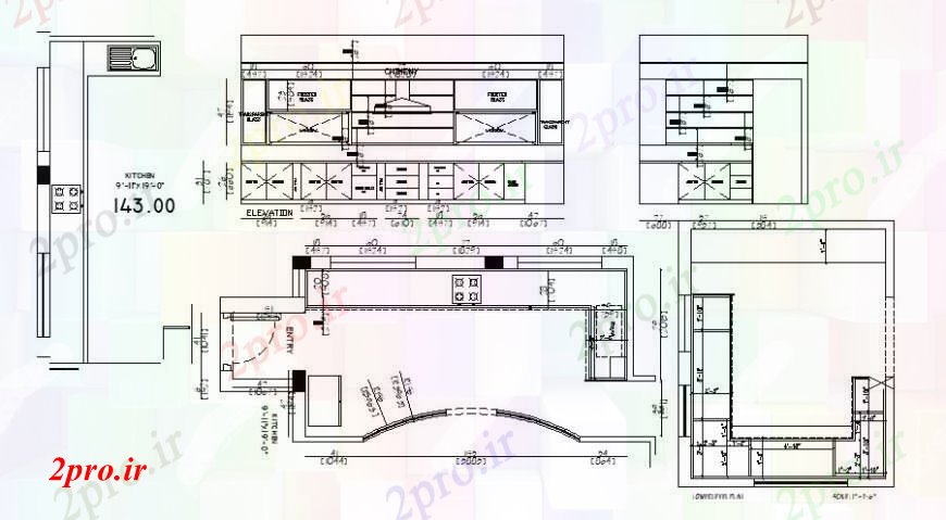 دانلود نقشه آشپزخانه بخش آشپزخانه، طرح، مبلمان و  ساختار طراحی جزئیات  (کد108771)