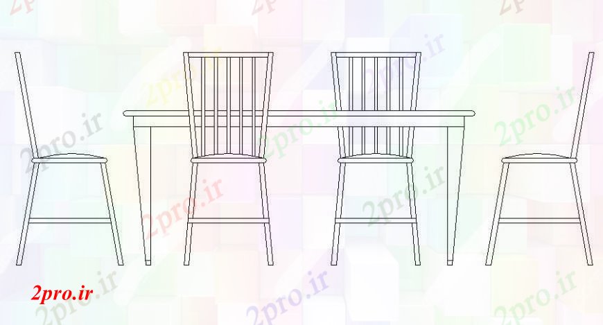 دانلود نقشه میز و صندلی چوبی ناهار خوری ساده جدول نما   (کد108790)