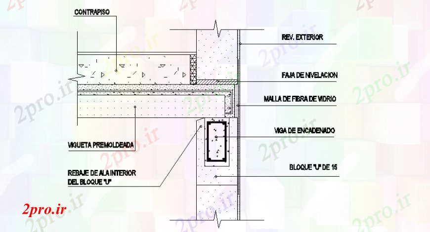 دانلود نقشه طراحی جزئیات ساختار جزئیات بنیاد مقطعی (کد108820)