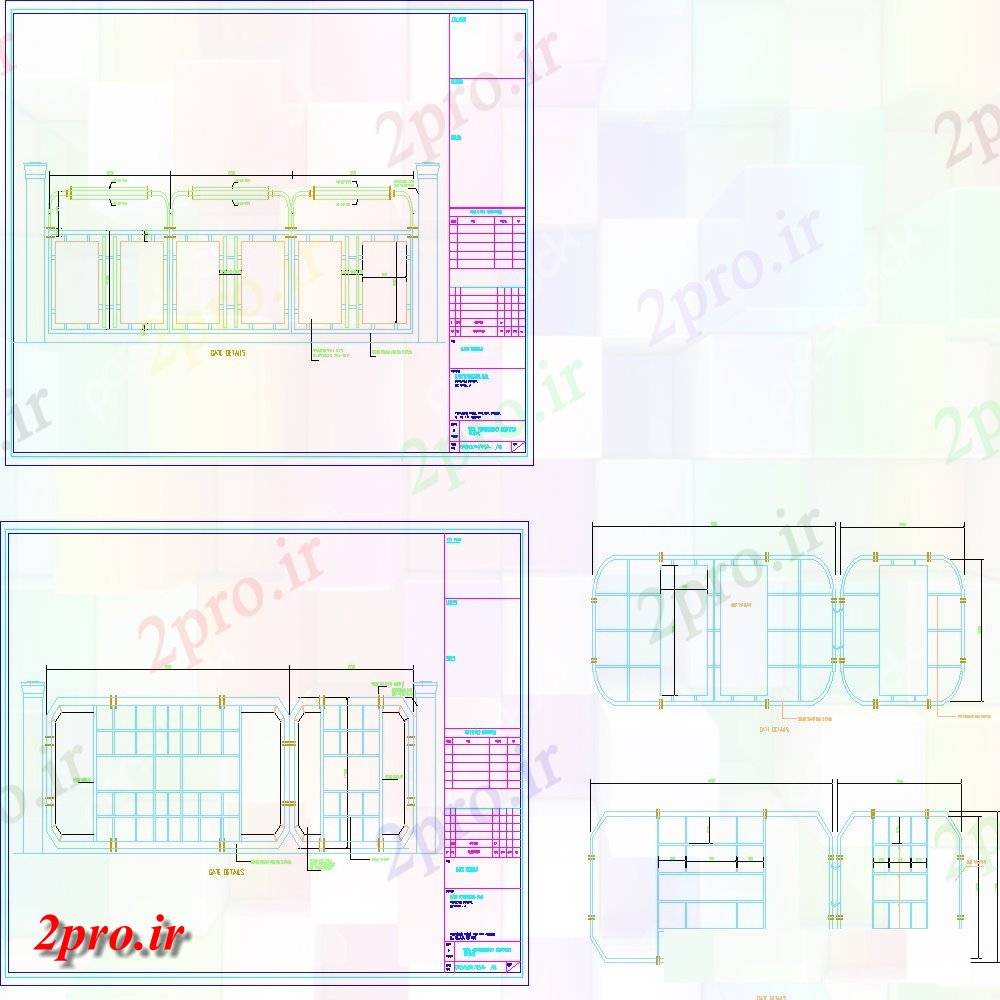 دانلود نقشه جزئیات طراحی در و پنجره  طراحی جزئیات طراحی دروازه دو بعدی   نما  فی (کد108828)