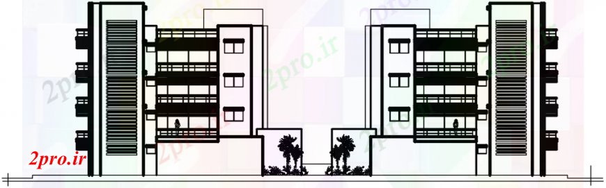 دانلود نقشه مسکونی  ، ویلایی ، آپارتمان  نقشه های  دو بعدی  از  اتوکد آپارتمان   پشت (کد108830)