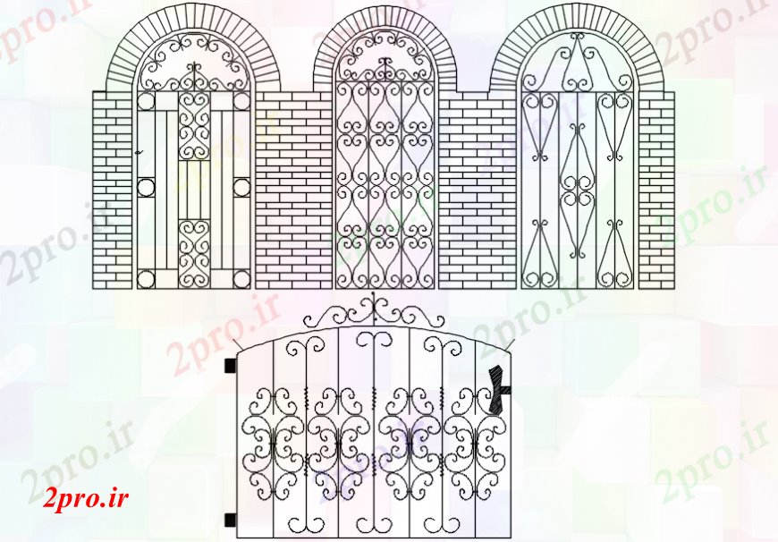 دانلود نقشه جزئیات طراحی در و پنجره  طراحی جزئیات ورود دروازه   (کد108839)