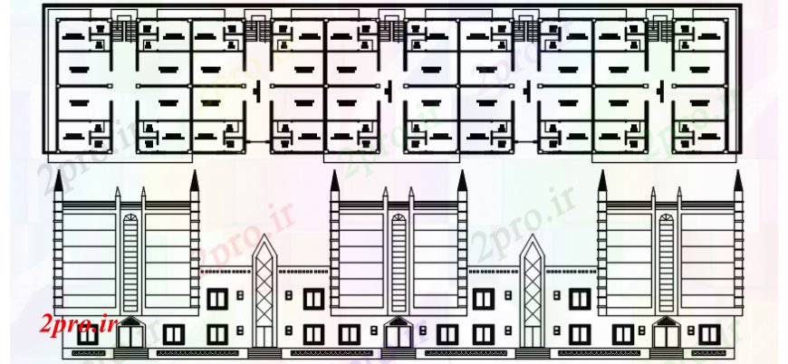 دانلود نقشه مسکونی  ، ویلایی ، آپارتمان  آپارتمان مسکونی طراحی جزئیات نما و طرح (کد108851)