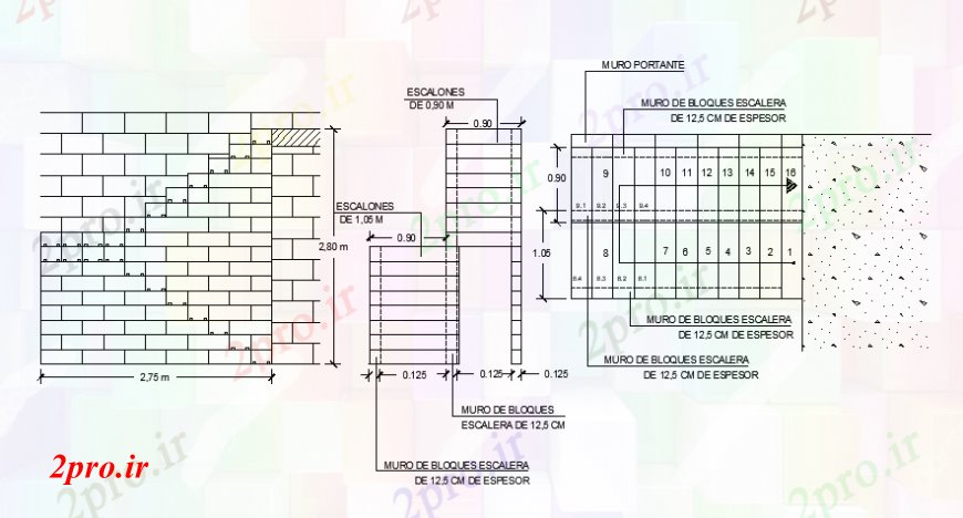 دانلود نقشه  جزئیات دیوار های آجری نما دیوار آجری  (کد108906)