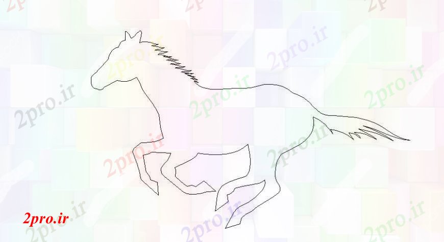 دانلود نقشه بلوک حیوانات ساده اسب سمت نما  (کد108928)