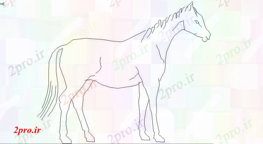 دانلود نقشه بلوک حیوانات ساده ایستاده اسب به طرف  (کد108932)