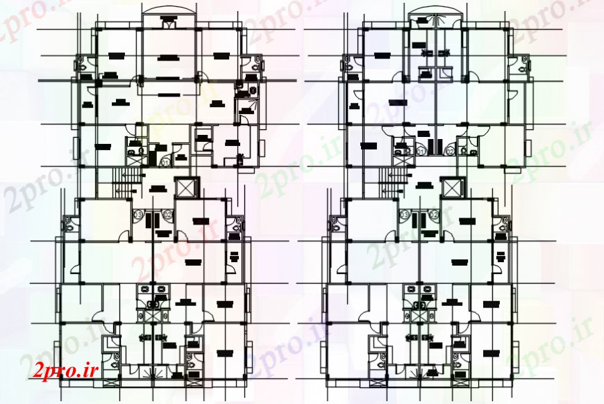 دانلود نقشه مسکونی  ، ویلایی ، آپارتمان  طراحی  دو بعدی  از دو طبقه   (کد109003)