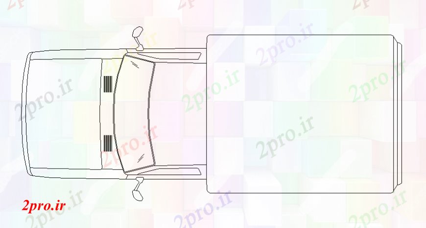 دانلود نقشه بلوک وسایل نقلیه کامیون بلوک دو بعدی  بالای صفحه  جزئیات (کد109043)