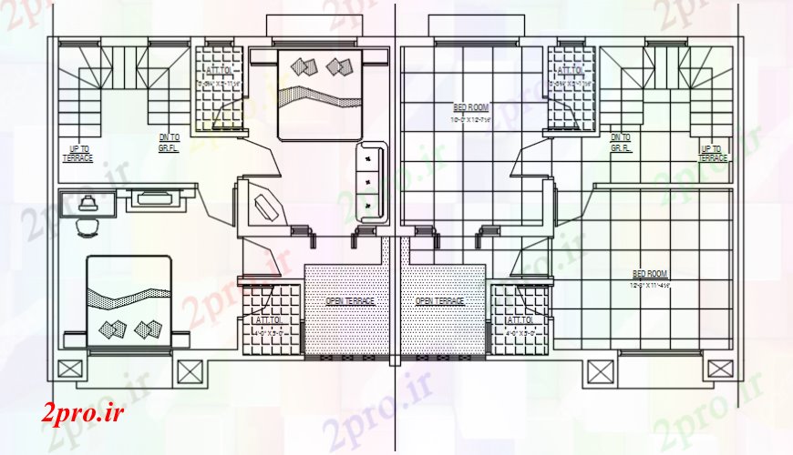 دانلود نقشه مسکونی ، ویلایی ، آپارتمان طراحی دو بعدی از طبقه اول 12 در 14 متر (کد109096)