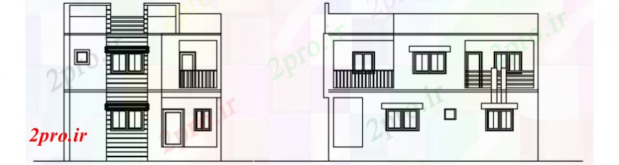 دانلود نقشه مسکونی  ، ویلایی ، آپارتمان   نما طراحی  دو طبقه طرحی  اتوکد (کد109109)