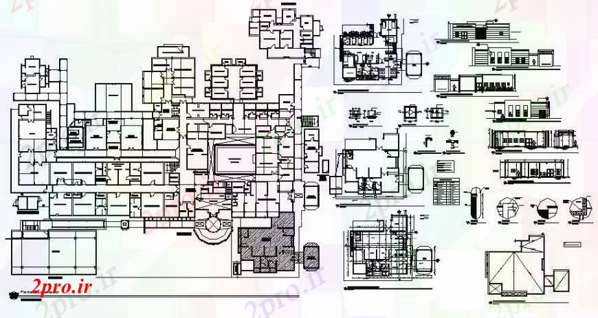 دانلود نقشه بیمارستان - درمانگاه - کلینیک اورژانس درمانگاه اطفال نما، بخش، برنامه ریزی و ساختار جزئیات 70 در 74 متر (کد109120)