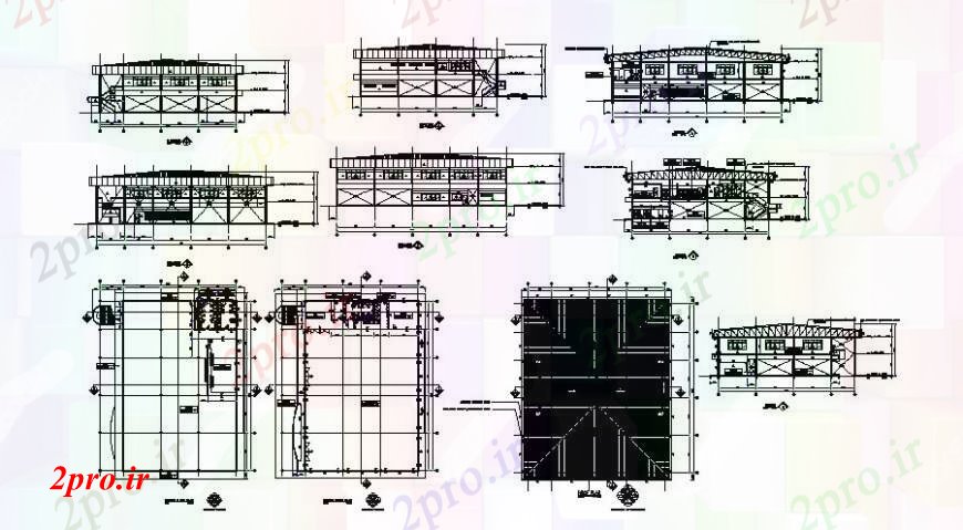 دانلود نقشه کارخانه صنعتی  ، کارگاه همه نما، بخش و ساختار جزئیات طرفه از کارخانه (کد109130)