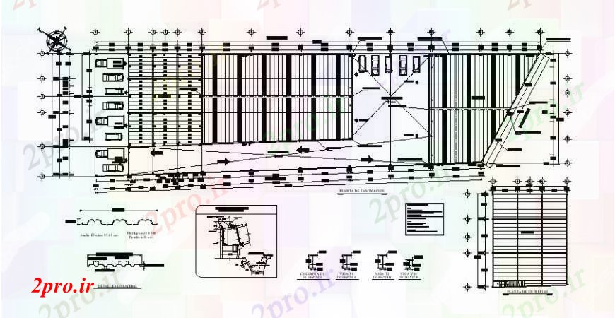 دانلود نقشه طراحی جزئیات ساختار سقف لمینیت ساختار سازنده جزئیات طراحی 30 در 109 متر (کد109146)