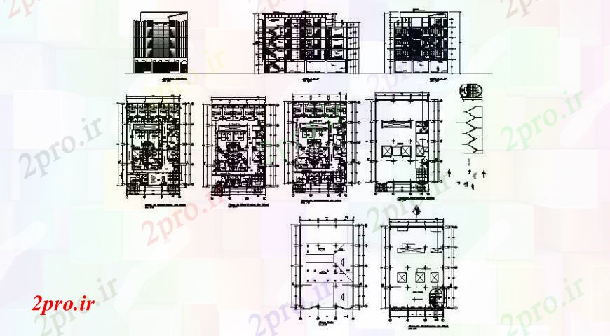 دانلود نقشه مسکونی  ، ویلایی ، آپارتمان  مسکونی آپارتمان   مسکن ساخت و ساز نما، بخش و طرحی طبقه جزئیات (کد109177)