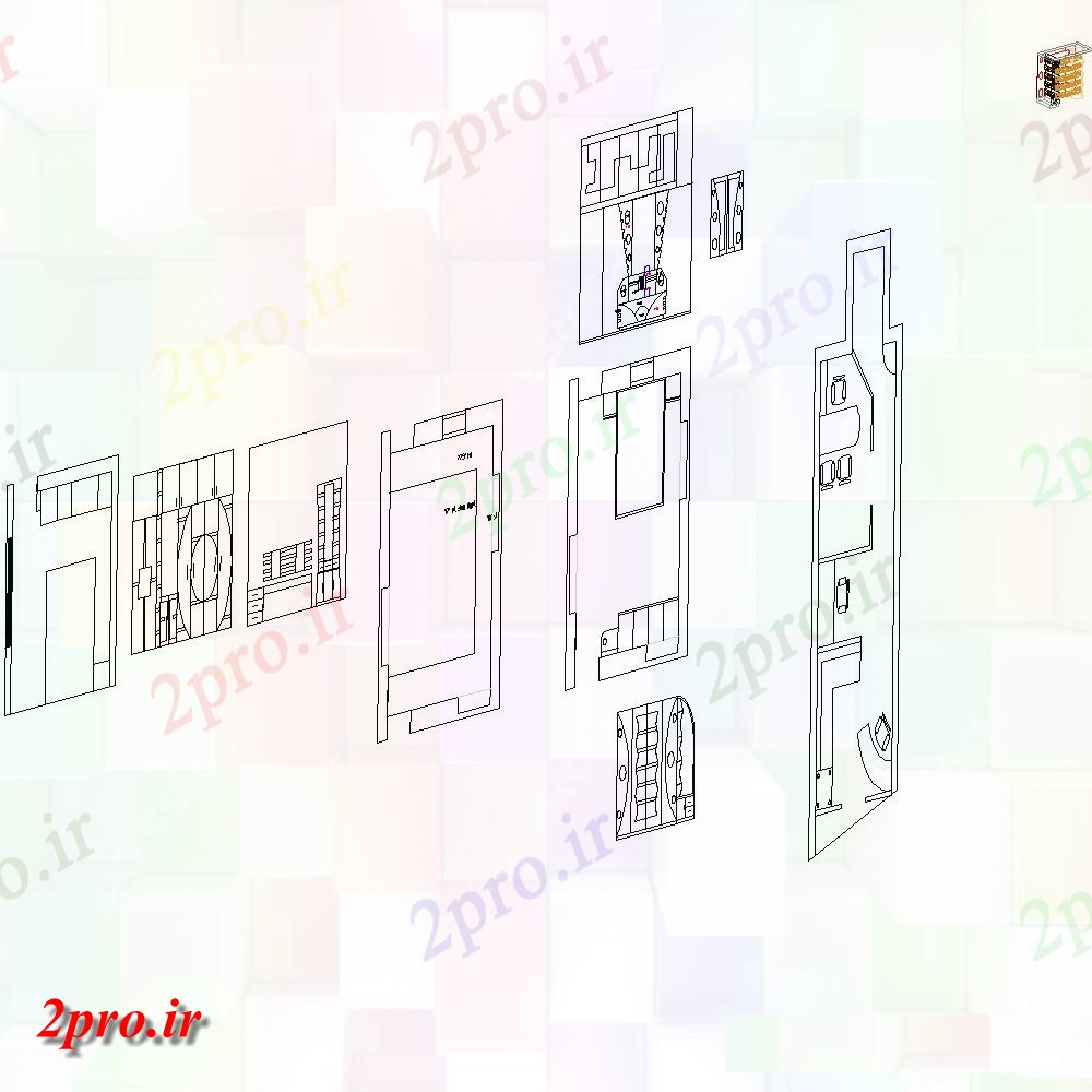 دانلود نقشه بلوک مبلمان جزئیات  طراحی های میز اداری (کد109205)