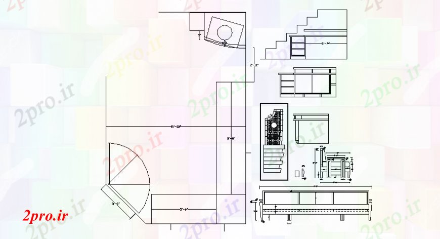 دانلود نقشه جزئیات پله و راه پله   نرده ستون نرده راه پله و طرح (کد109222)