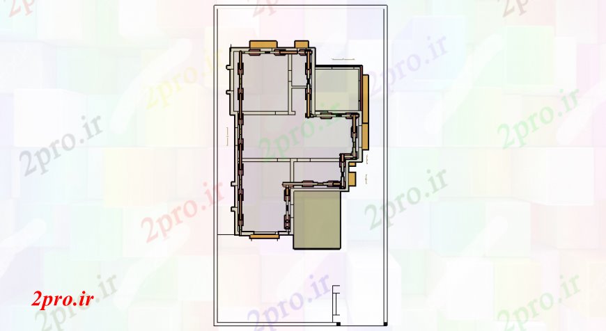 دانلود نقشه مسکونی  ، ویلایی ، آپارتمان  فاصله مفهوم خانه با رنگ (کد109226)