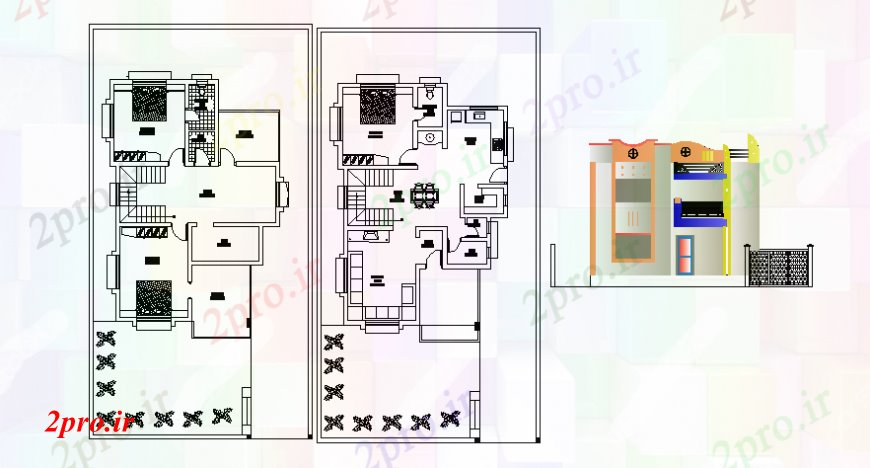 دانلود نقشه مسکونی  ، ویلایی ، آپارتمان  نما از یک  ویلا مدرن (کد109227)