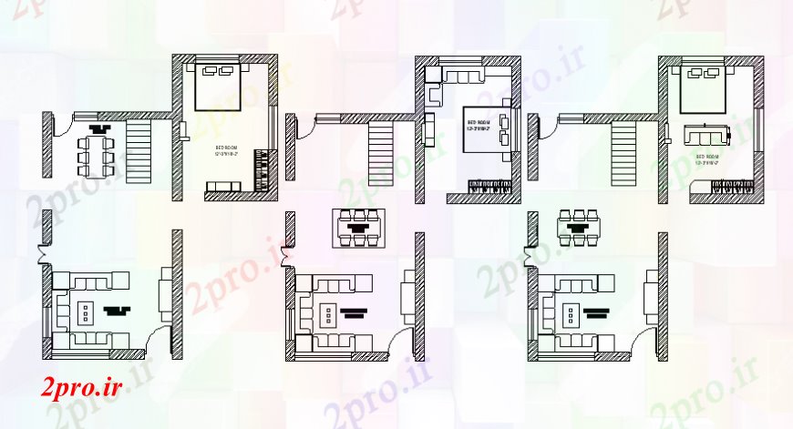 دانلود نقشه اتاق نشیمن ، حال ، پذیرایی مبلمان خانگی مبلمان مقطعی از سالن 12 در 31 متر (کد109228)