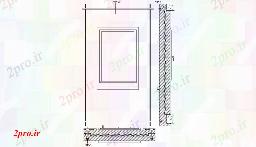 دانلود نقشه جزئیات طراحی در و پنجره  پنجره بخشی دو بعدی  جزئیات (کد109239)