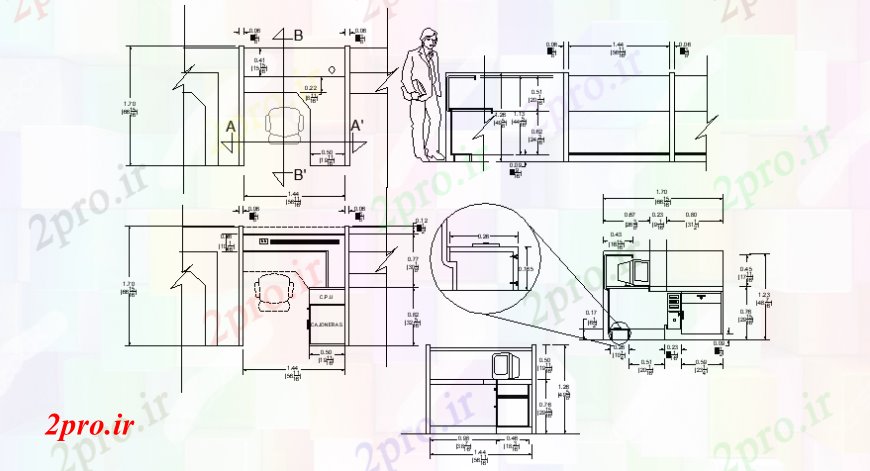 دانلود نقشه بلوک مبلمان جدول کامپیوتر و صندلی دو بعدی  جزئیات (کد109259)