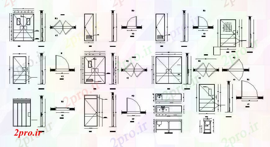 دانلود نقشه جزئیات طراحی در و پنجره  درب و پنجره نما و نصب و راه اندازی جزئیات برای خانه (کد109279)