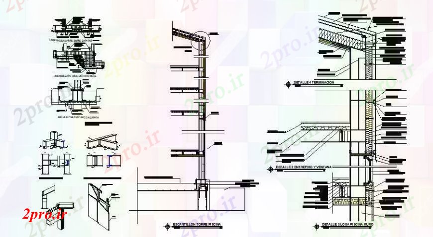 دانلود نقشه طراحی جزئیات ساختار دو بخش و ساختار سازنده جزئیات برای خانه قطع طرفه (کد109317)