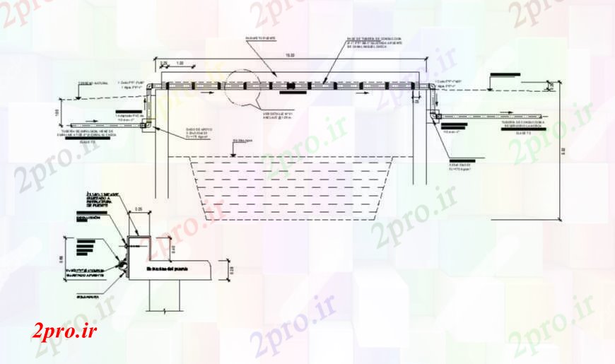 دانلود نقشه جزئیات لوله کشی طراحی  مخزن آب دو بعدی     (کد109319)