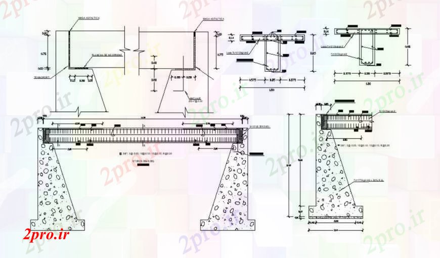 دانلود نقشه جزئیات ساخت پل جزئیات ساخت و ساز پل ساختار  دو بعدی   (کد109328)