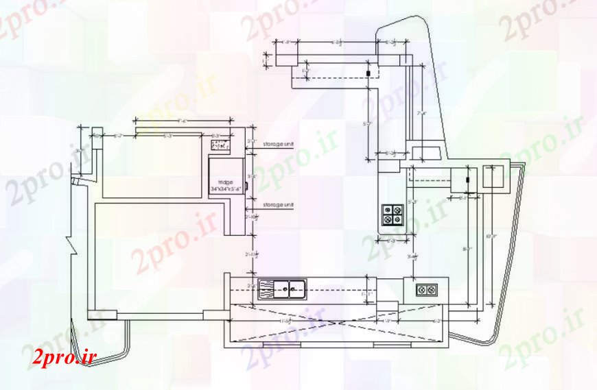 دانلود نقشه جزئیات طراحی ساخت آشپزخانه طراحیاز آشپزخانه ناحیه  (کد109363)