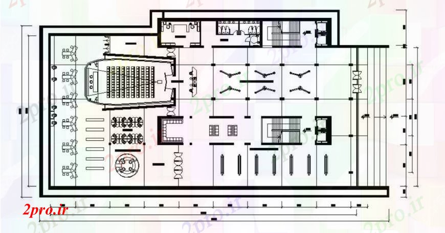 دانلود نقشه ساختمان اداری - تجاری - صنعتی همکاری ساختمان اداری نقشه های دو بعدی کف 34 در 70 متر (کد109365)