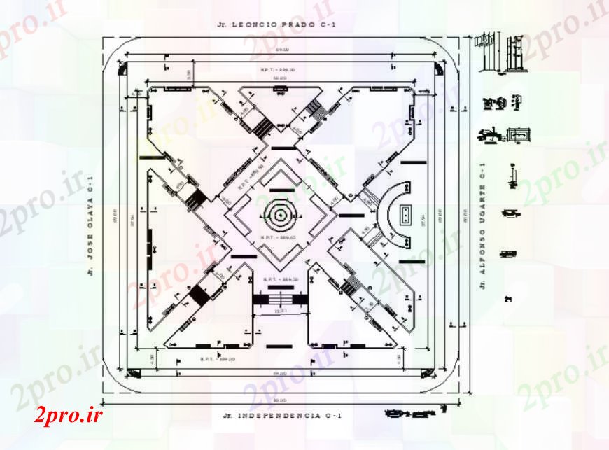 دانلود نقشه برنامه ریزی شهری جزئیات دو بعدی  طراحی از ساختمان به مساحت  (کد109369)