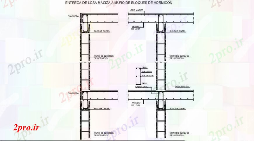 دانلود نقشه جزئیات ساخت و ساز Homirgon برخورد دیوار بلوک  ساخت و ساز طراحی جزئیات (کد109382)