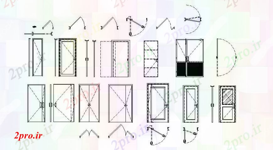 دانلود نقشه جزئیات طراحی در و پنجره  چند تمام انواع بلوک نما درب  (کد109385)