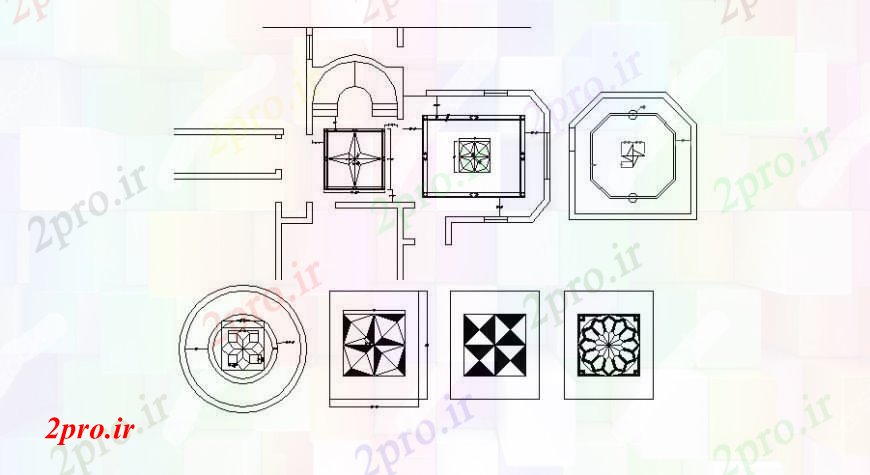 دانلود نقشه جزئیات طراحی در و پنجره  چند پنجره مربع بلوک نما  (کد109398)